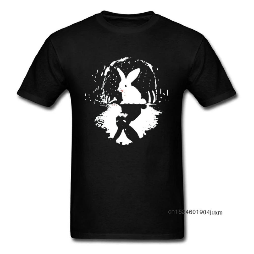 Comics T-shirt Crazy Rabbit T Shirt 2024 Easter Day Tshirt For Men Black White Tops Tees Gothic Cartoon Designer Camisa Fitness