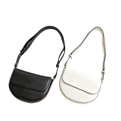 Women's Italian Leather Saddle Bag - Simple Style, Single Shoulder or Cross-Body with Magnetic Buckle