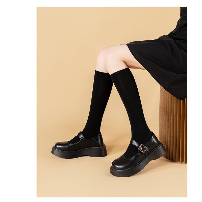 

Женские туфли Мэри Джейн новые летние туфли из маленькой кожи универсальные одинарные туфли платформа белые туфли 35 чёрный