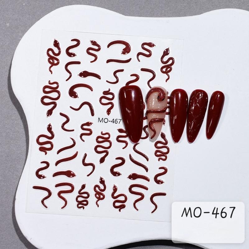 Nails Art Stickers Snake Nail Sticker Black Snake Nail Decals Self-Adhesive Nail Sticker Nail Art Decorations