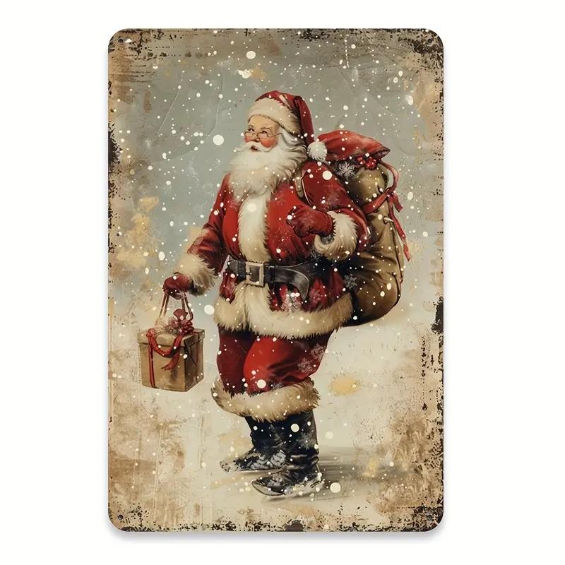 Christmas Metal Tin Signs for Wall Art Hanging Sign, Door Decoration, Xmas Tree Ornament, New Year, Home, Gift,