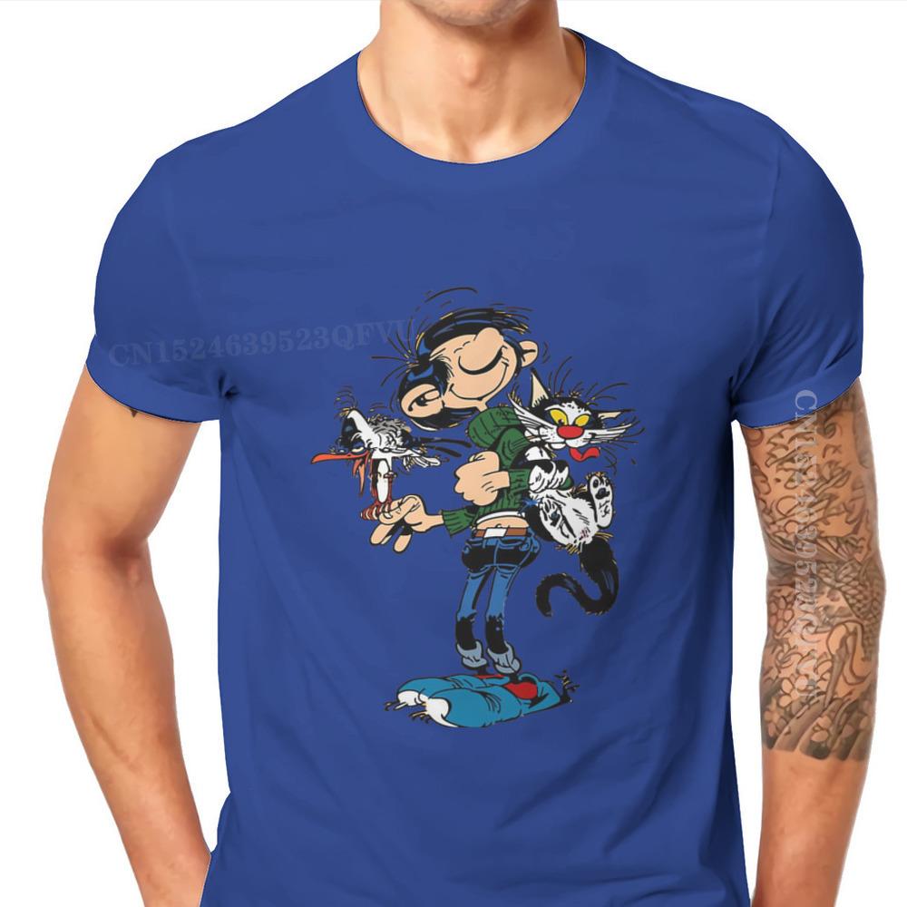 GUOYAN TOP Gaston Lagaffe Strips Katoenen T-shirts De Tweeling Van Gokker Personaliseren Man Mannen T-shirts Grappig T-shirt T-shirt Kleding Oversized XL