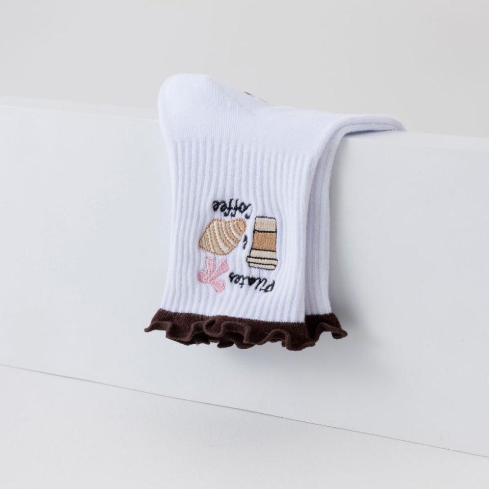 Women's Non-Slip Wear-Resistant Yoga Socks, Mid-Calf Embroidered Five-Toe Sport Socks for Dance and Indoor Fitness