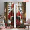 2pcs,2D Plane Printing Minimalist Curtains Santa Claus Snowflakes Holiday Spirit (2) 100% Polyester (without Rod) Art Deco