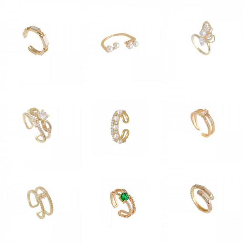 [Copper Products] Diamond-Encrusted Zircon Niche Design Opening Simple Ring Ring Woman