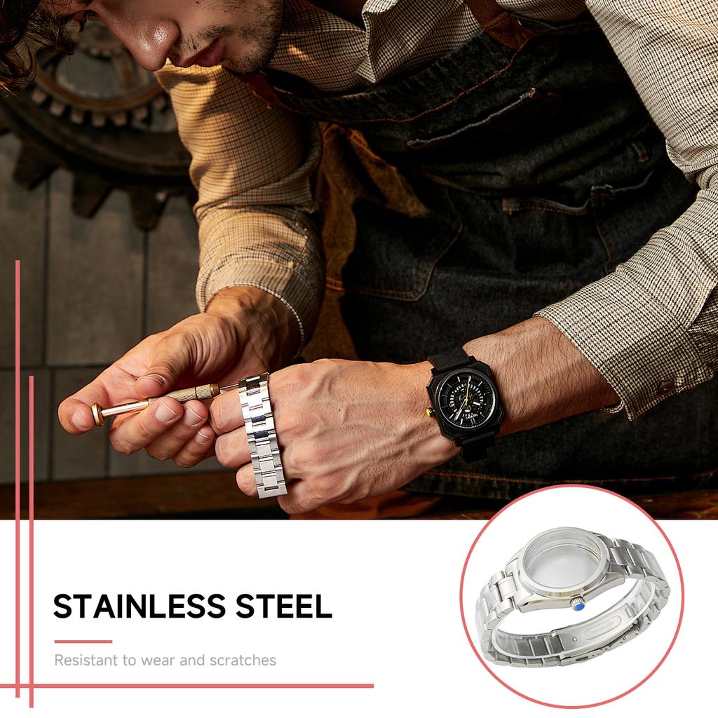 Silver Watch Case Fit 33.5mm Dial For Seiko Grand NH35/NH36/34/4R Automatic Movement Sapphire Crystal Strap Mod Parts