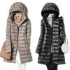 Podzimní a zimní tenká bunda pro ženy Střední a dlouhá Slim Down Jacket Plus size odnímatelná kapuce