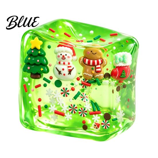 Clear Ice Cube Toy Christmas Stress Sensory Toy, Anxiety Relief with Gadget Snowman Tree Snowflake, Squeeze Xmas Stocking Stuffers Holiday Party