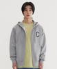 C Logo Zip-Up Hoodie Melange Gray