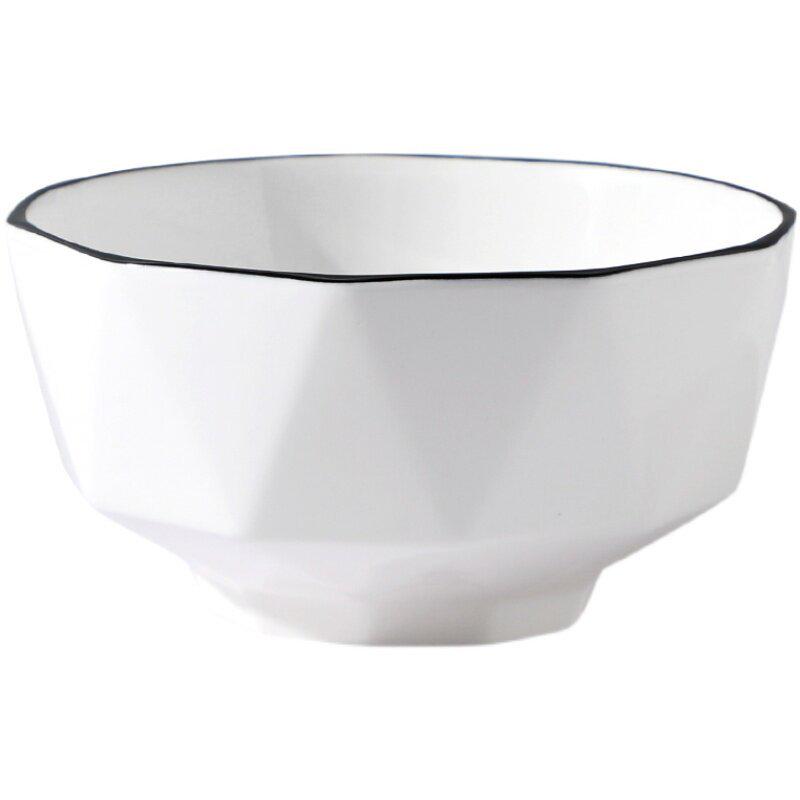 Set of 4 Nordic Black Line Ceramic Noodle Bowls: Stylish and Versatile for Noodles, Soup, or Salad.