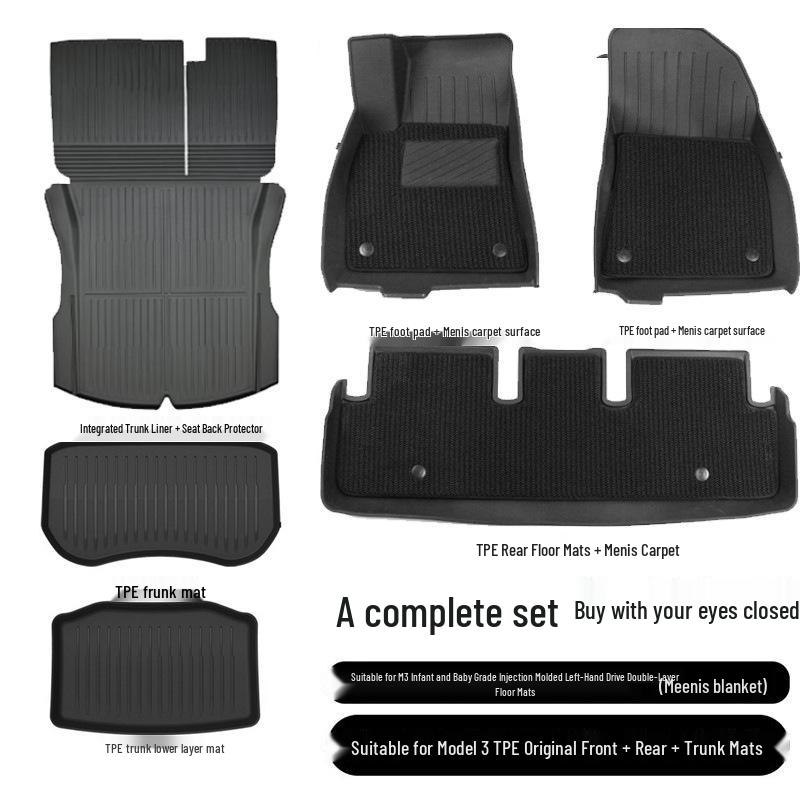 Custom TPE Floor and Trunk Mats for Tesla Model 3 & Y