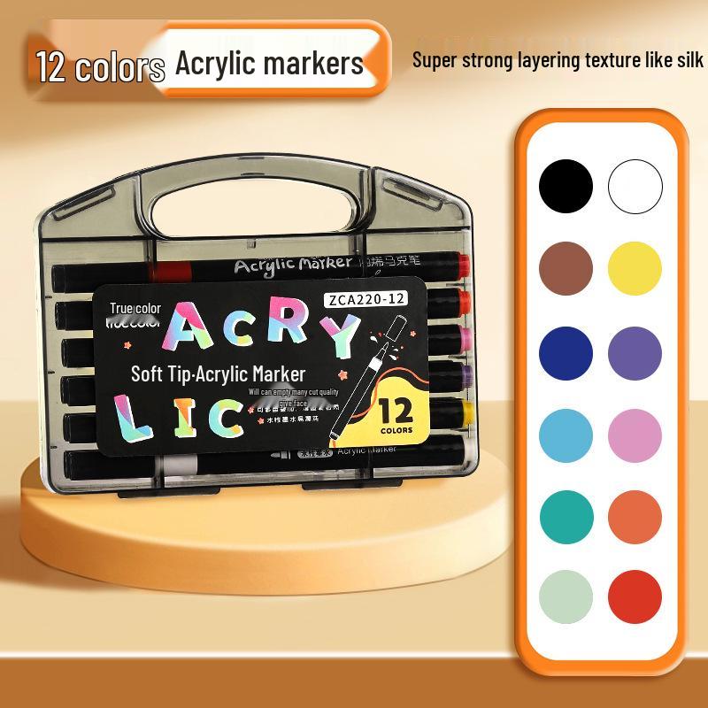 True Color Soft Tip Acrylic Marker Pens - Non-Bleeding, Stackable, Hand-Painted Graffiti & Watercolor Art Pens for Students