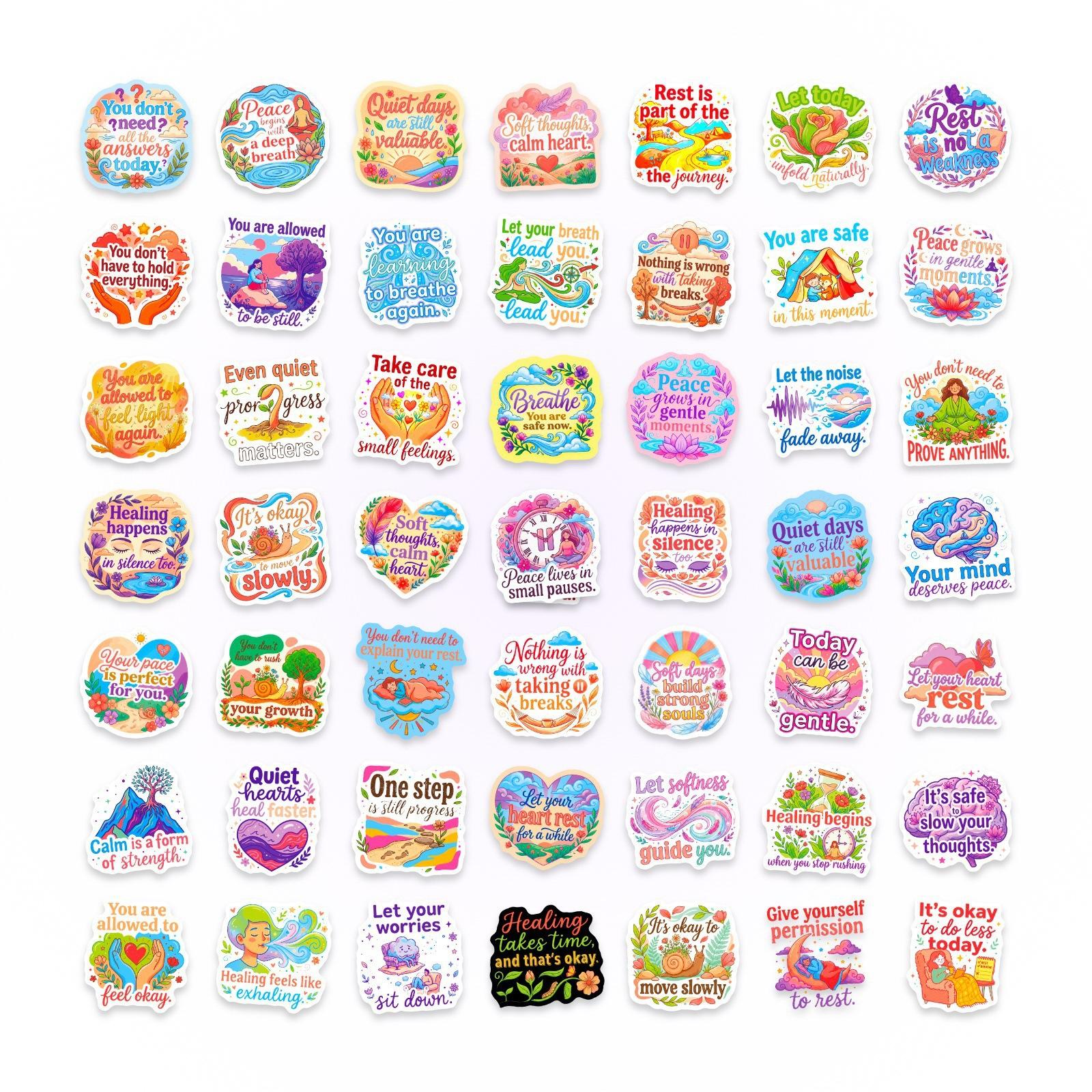 Mental Health Stickers 50 Healing Mindfulness Inspirational Stickers English Positive Quotes Waterproof Stickers