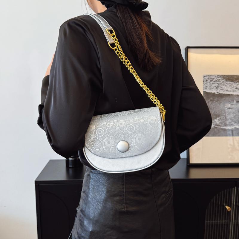 Women Fashion Solid Color Flap Small Saddle Shoulder Underarm Bags Fashion PU Leather Street Shopping Crossbody Bag Ladies Clutch Purse