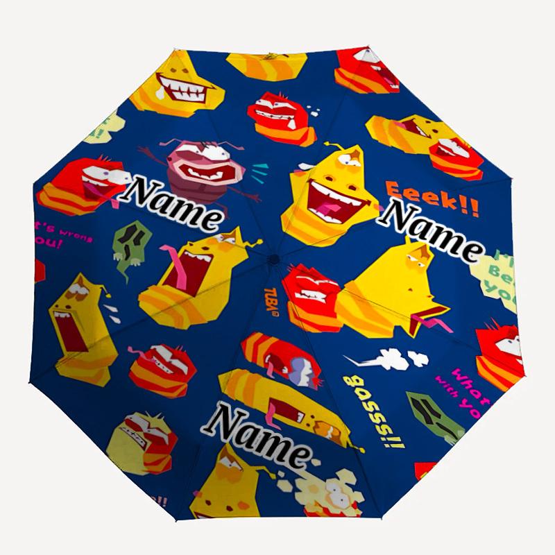 

1PC Larva Custom Name Automatic Open/Close, 8-Rib Durable Frame Compact Travel Umbrella for Men & Women D1222028