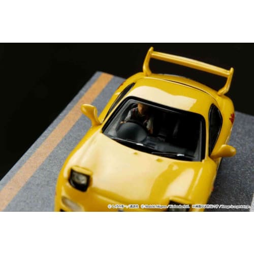 HJ64 1/64 Scale Mazda RX-7 (FD3S) RED SUNS / Initial D VS Takumi Fujiwara and Keisuke Takahashi Driver Figures Included (Finished Product)