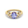 8X6MM Oval Tanzanite Gemstone 925 Sterling Silver Gold Plated Solitaire Vine-Inspired Women Wedding Ring