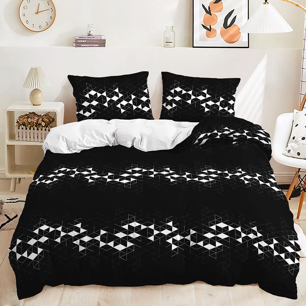 Quilt Cover Geometric Lines Simple Wind Digital Printing Three-Piece Bedding