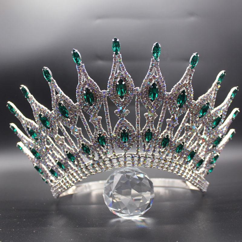 Catwalk Pageant Crown Stage Oversized Adjustable Rhinestone Crown Festive Party Headwear