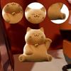 Carved Wooden Cat Statue Animal Figure Desk Carving Ornament Miniature Kitten Figurine for Companies
