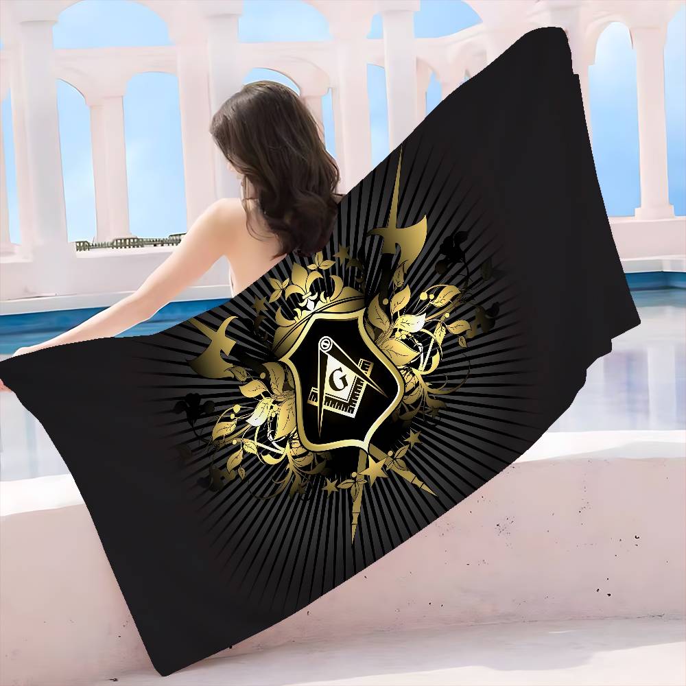 Freemason Illuminati Anime Bath Towel Microfiber Soft Water Absorbing Breathable For Girl Kids Decorative Cartoon Beach Towel