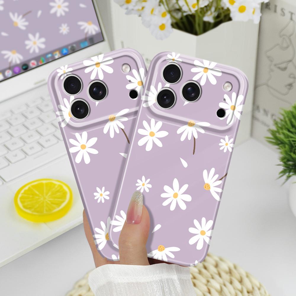 Coque de téléphone simple Marguerite pour iPhone 17 Air 16 16E 15 14 Plus Pro Max Film Coque Rigide