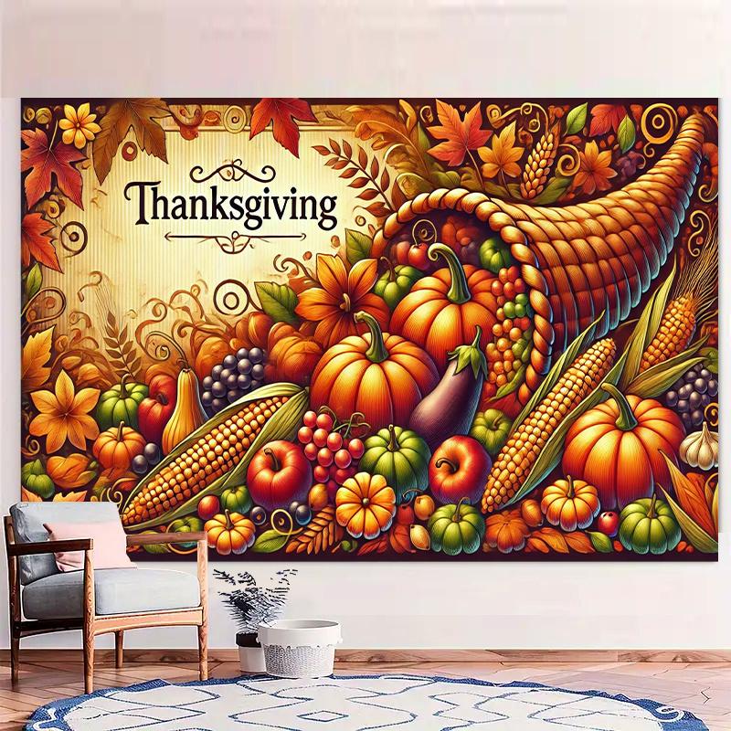 2D plane 1 piece pumpkin lanterns decorating the background of the autumn forest path banner suitable for a party