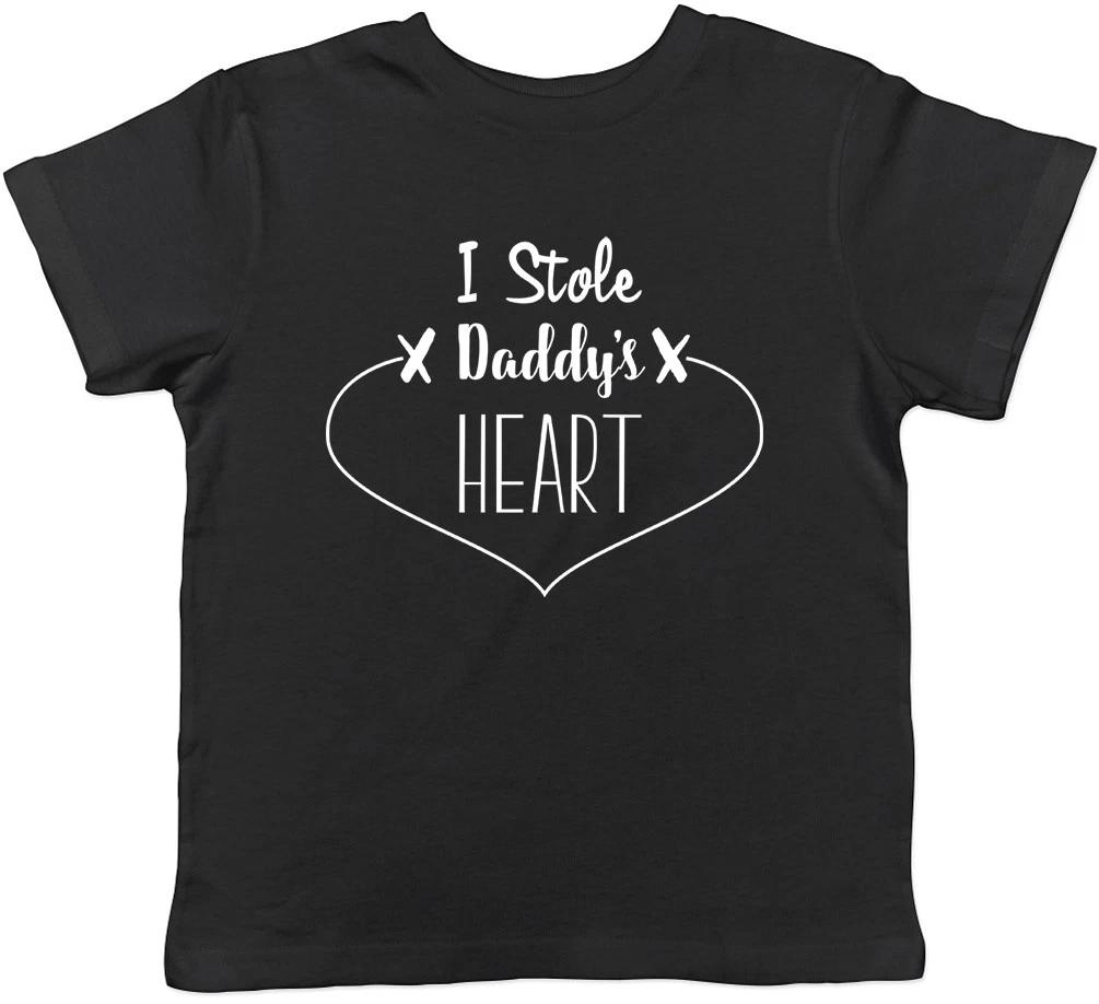 I Stole Daddy s Heart Valentines Girls Kids Short Sleeve T-Shirt 140