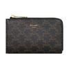 CELINE Triomphe Triumph Gate Zip Closure Canvas Clutch Wallet, Coin Purse Mini Men's Black & Tan 10D862CCO-04BT