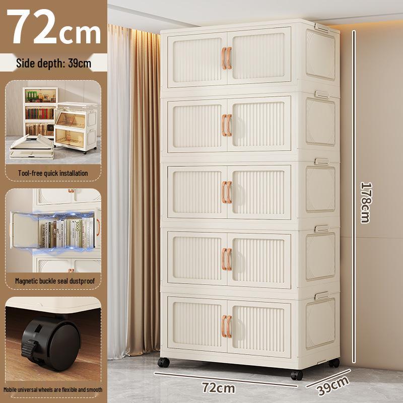 Premium Foldable Toy & Clothes Storage Cabinet - No Assembly, Multi-Layer, Large Capacity