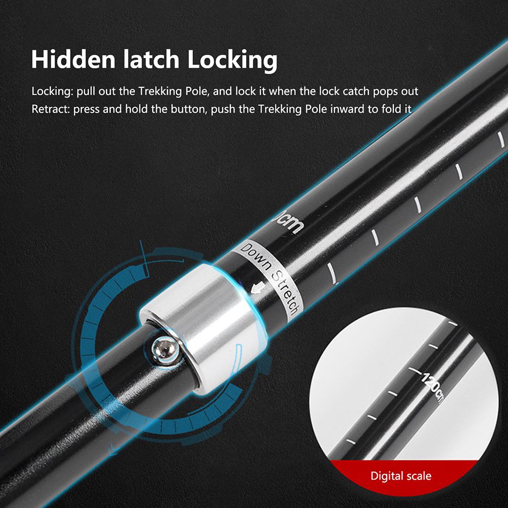 Collapsible Trekking Pole Walking Stick 5 Sections Ultra-light Telescopic Aluminum Alloy Outdoor Hiking Stick