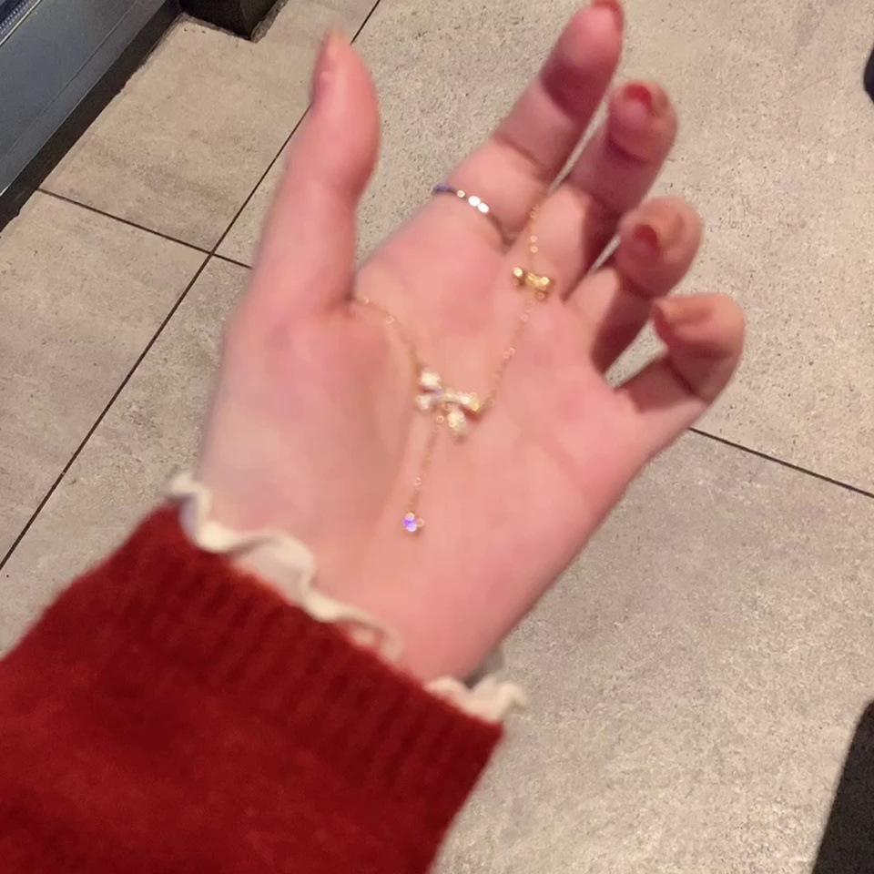 Sweet Bow Necklace Female Tassel Korean Version Flower Simple Niche Design Female Style