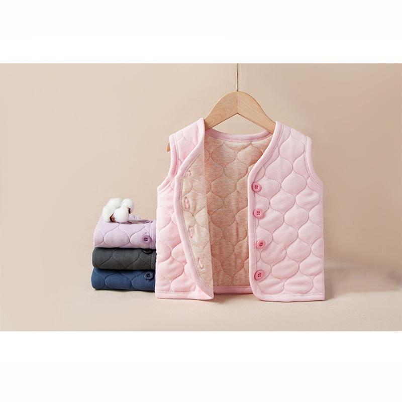 Children's Vest Autumn Winter Boys Girls Solid Color Thick Warm Cardigan Student Base Shirt Underwear Jacket Baby  Clothing