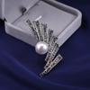 Black Enamel Brooches Women Men Metal Pearl Plants Leaves Party Brooch Girls' Bag Hat Accessories Jewelry Decoration