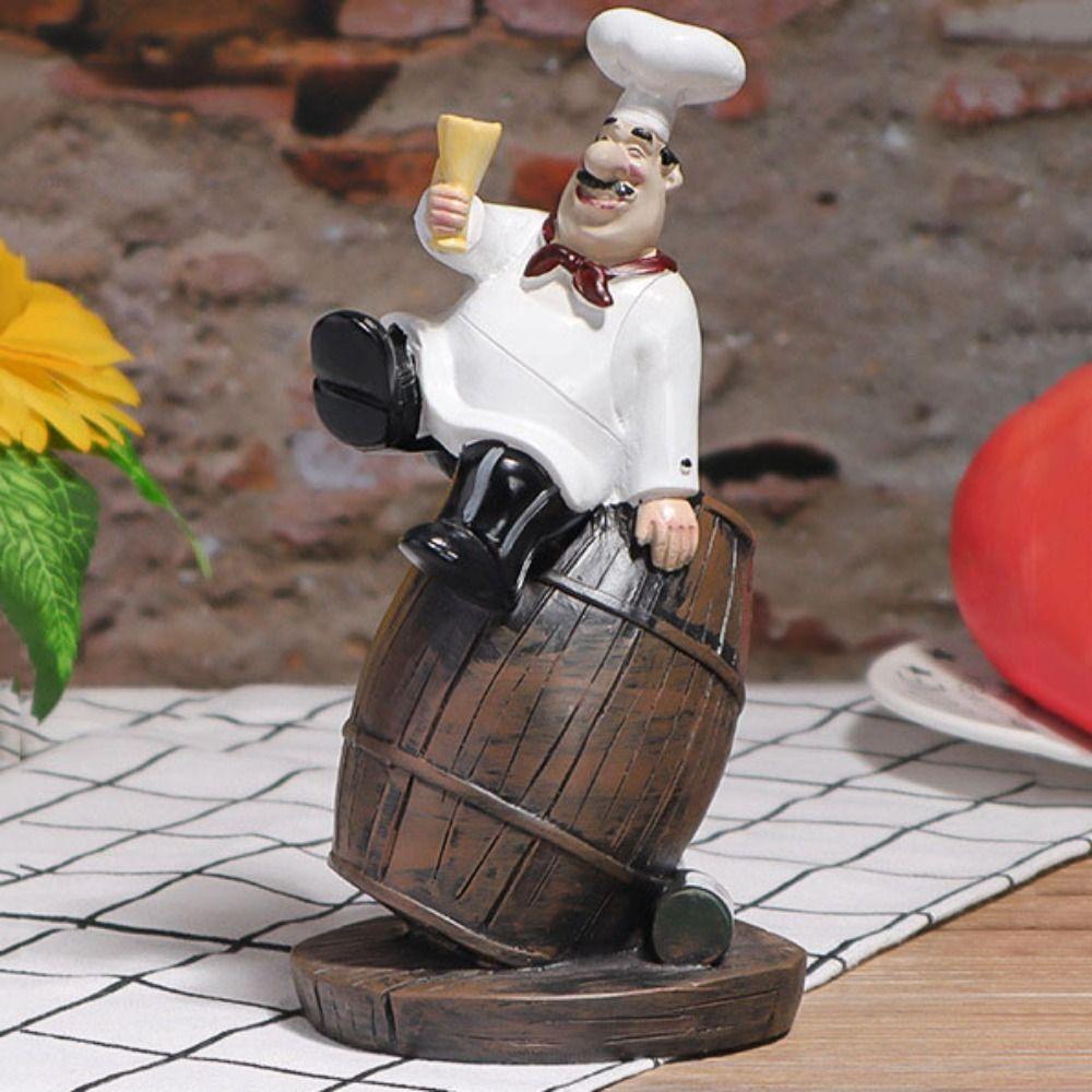 Handicraft Rustic Bakery Chef Resin Statue Model Simulated Farmhouse Cake Shop Decor Funny Doll Crafts Kitchen Chef Figurine