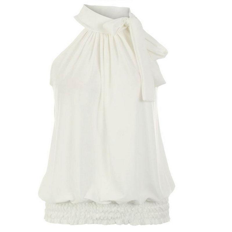 Elegant Women Sleeveless Lotus Chiffon Shirt Exuding Timeless Style For Office Wear