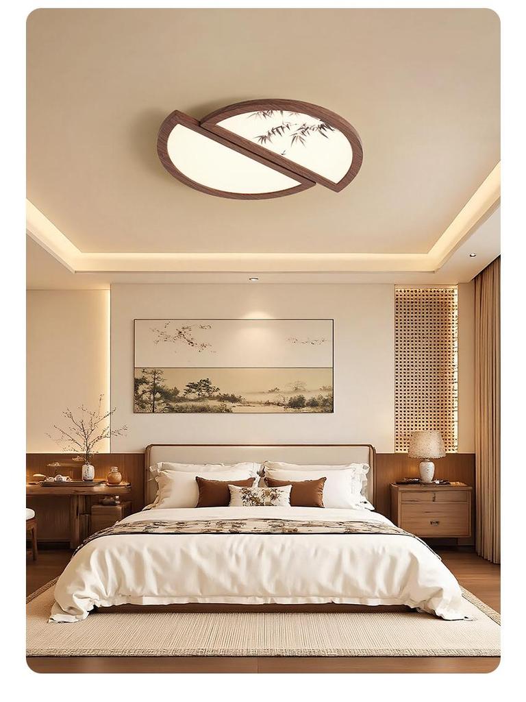 Song Dynasty-Inspired Zen Bamboo Ceiling Light: Retro Creative Square Design for Bedroom or Study