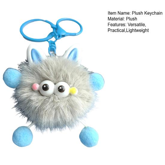 Cute Plush Fur Ball Keychain Unique Briquette Pendant Novelty Fluffy Keys Bag Charm Trendy Bag Accessory