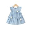 Mädchen Kinderbekleidung Fliegenärmel Jeanskleid Baby Sommerkleid Ausländischer Stil 2025 Neues Prinzessinnenkleid