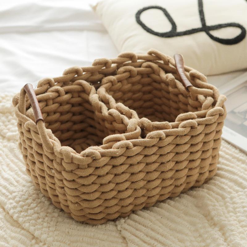 Nordic Style Cotton Rope Woven Storage Basket for Dressing Tables and Wardrobes