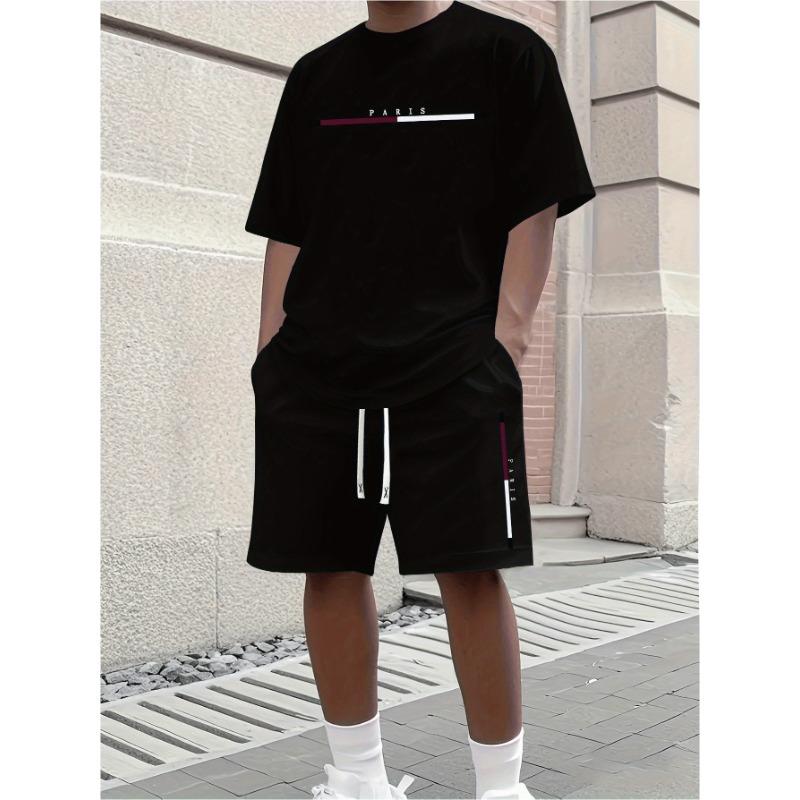 

Stylish New Men s Athletic Shorts Short-Sleeve Set Casual Crew Neck Short-Sleeve Street-Style Cool Breathable Two-Piece Set 6XL
