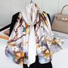 New Spring and Summer Long Silk Scarf High-end Imitation Silk Kicker Silk Scarf with Brocade Printed Shawl On The Outside Sun Protection Scarf