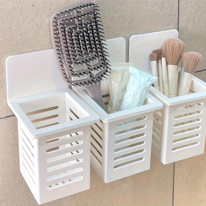 3pc Multifunctional Bathroom Storage Organizer Wall-Mounted No-Drill Dorm Caddy with Toothbrush Toothpaste Holder.