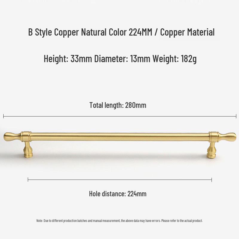 French Light Luxury Gold Brass Drawer Pull Handle