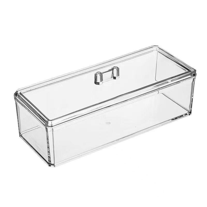 Transparent Acrylic Nail Art Storage Box with Cover - Three Compartments for Cotton Sheets, Swabs, and Powder Puff - Dustproof Beauty Egg Holder