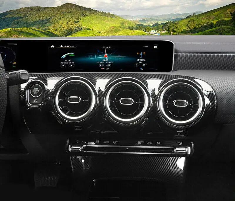 For Mercedes-Benz A-Class W177 2019-2026 CLA C118 2020+ Carbon Look Air Conditioning Vent Cover W/ Headlamp Switch Frame Trim