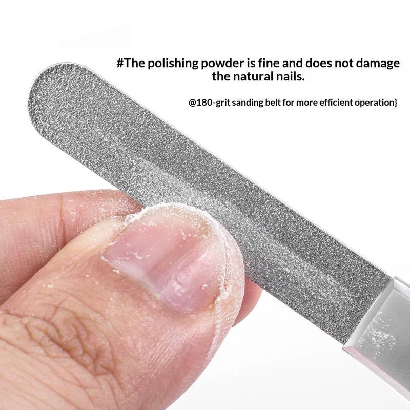 Stainless Steel Diamond Grit Nail File Hypoallergenic Durable Manicure Tool for Natural Acrylic Gel Nails Grooming