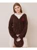Kirsh Ribbon Cherry Loose Fit Hairy Cardigan [Brown]