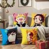 D-Demon Slayer Kimetsu No Y-Yaiba Pillow Case Anti-dustmite Pillowcase Invisible Zipper Silky Short Plush Sofa Cushion Cover