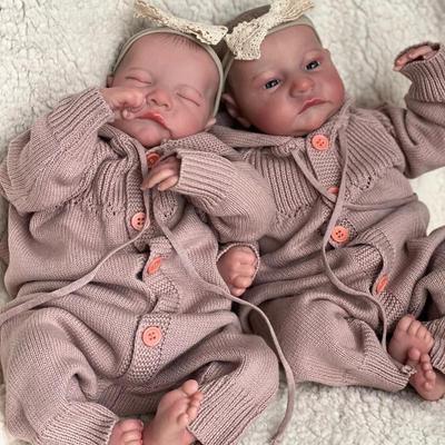Brand New 49 Cm Reborn Doll Twins Levi Closed Eyes and Open Eyes Optional Emulation Rebirth Doll Realistic Baby Doll Toys for Toddler New Year Gifts